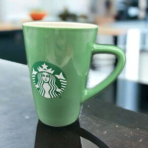 Starbucks Basic 12 Ounce Mug Coffee Cup Green Tea Tall Solid Logo Handled
